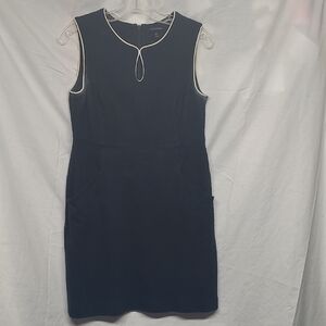 Lands' End Navy Shift Dress with Cream Trim